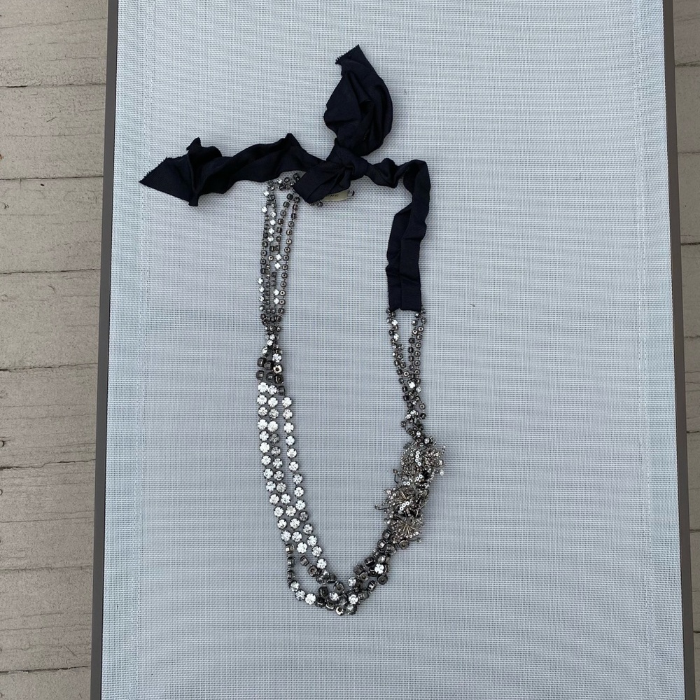 Simply Vera Silver Sparkle Necklace with Black Tie - Picture 3 of 12